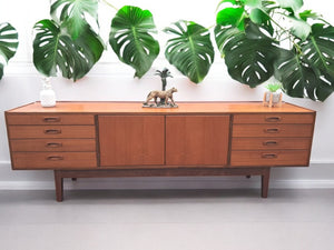 Mid Century Heals Teak Sideboard Long John Danish Style Vintage Restored 1960