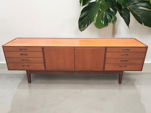 Mid Century Heals Teak Sideboard Long John Danish Style Vintage Restored 1960