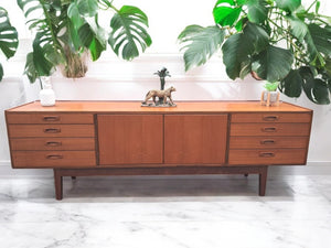 Mid Century Heals Teak Sideboard Long John Danish Style Vintage Restored 1960