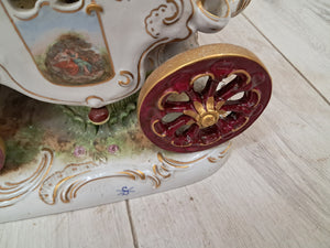 Vintage German Scheibe Alsbach Porcelain Horse & Carriage Figurine LARGE Rococo Coach 1930's