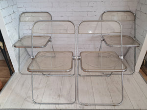 Mid Century Modern Vintage Plia Folding Chairs x 4 – Italian Design by Giancarlo Piretti 1960's