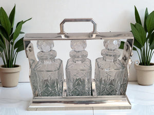 Art Deco Silver Plated Tantalus with Crystal Decanters – c.1880s | RetroNovia