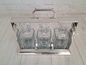 Art Deco Silver Plated Tantalus with Crystal Decanters – c.1880s | RetroNovia