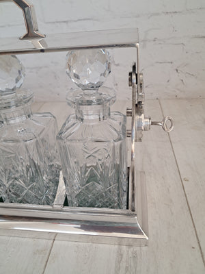 Art Deco Silver Plated Tantalus with Crystal Decanters – c.1880s | RetroNovia