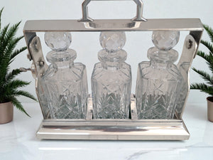 Art Deco Silver Plated Tantalus with Crystal Decanters – c.1880s | RetroNovia