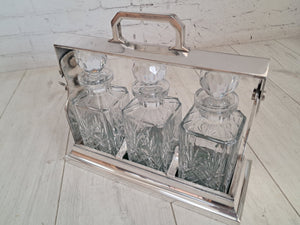 Art Deco Silver Plated Tantalus with Crystal Decanters – c.1880s | RetroNovia