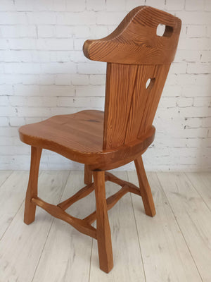 Vintage Tyrolean Dining Chairs Country Solid Pine Set of 4 Farmhouse Country Design 1970's