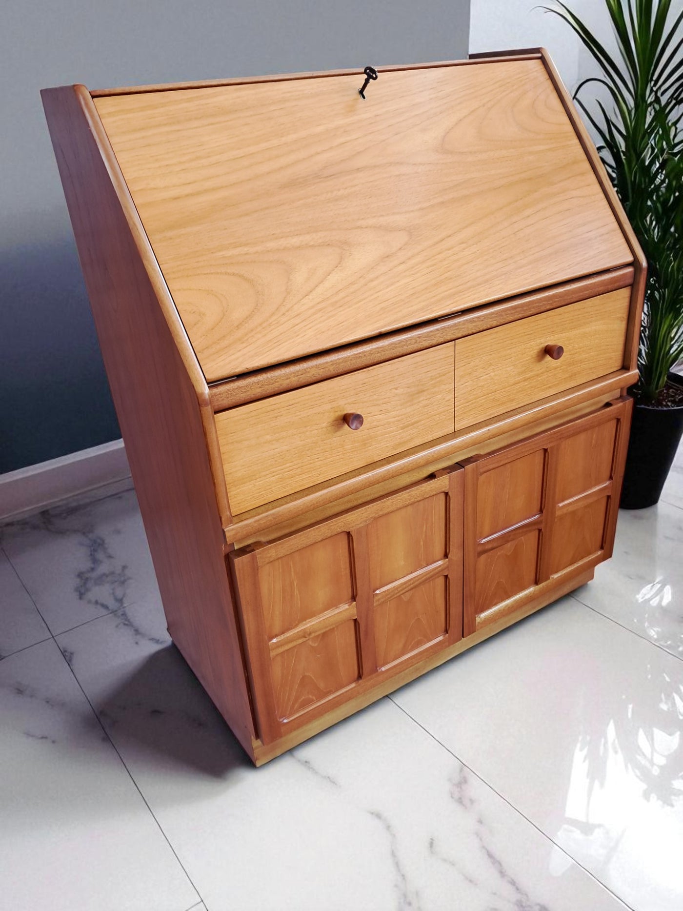 Mid Century Nathan Writing Bureau Desk Home Office Laptop Work Station ...