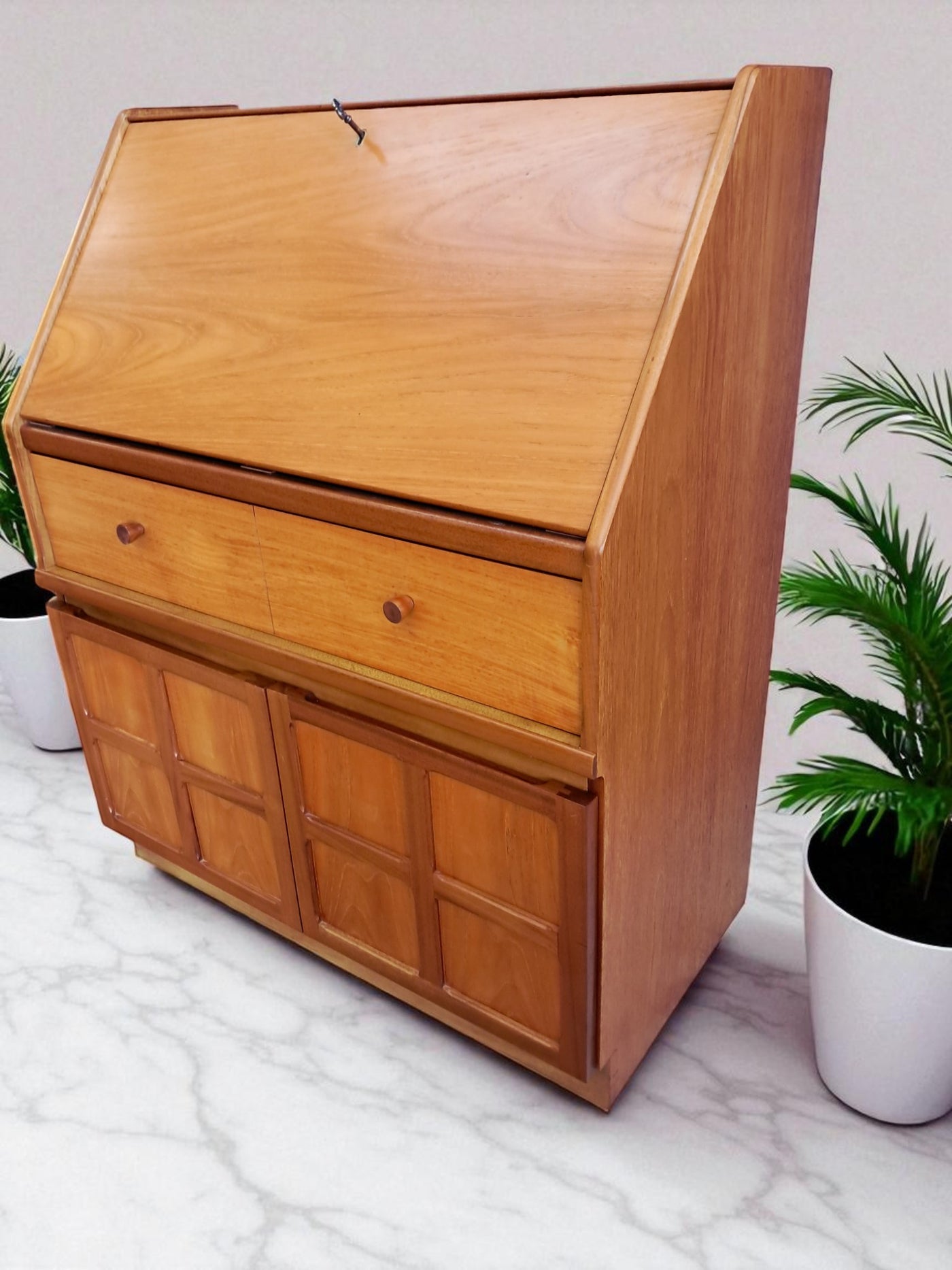 Mid Century Nathan Writing Bureau Desk Home Office Laptop Work Station ...