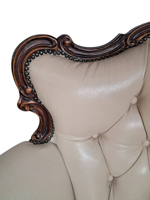 Vintage Baroque Armchair Lounge Chair Louis XV Leather Buttoned Chesterfield 1980