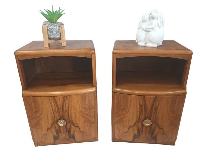 Art Deco Vintage Bedside Cabinets Bedside Tables Walnut Mid Century Utility Furniture 1930