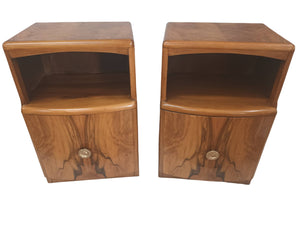 Art Deco Vintage Bedside Cabinets Bedside Tables Walnut Mid Century Utility Furniture 1930