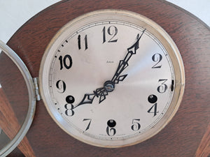 Art Deco Original Enfield Mantle Clock Oak Wood Vintage Chimes 1950