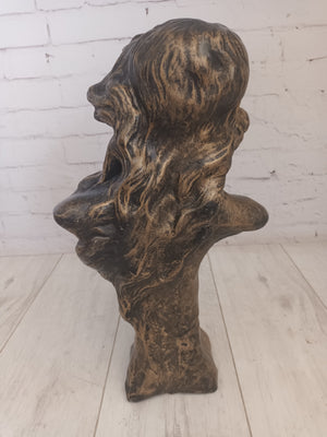 Vintage Art Nouveau Bust Young Woman "Judith"  After Goyeau Antique Sculpture LARGE HEAVY 1960