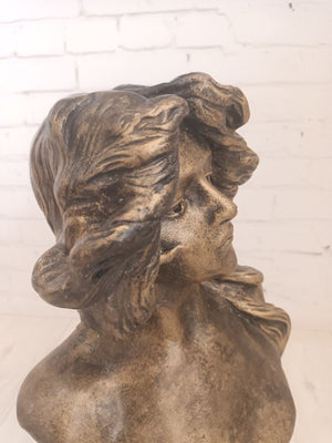 Vintage Art Nouveau Bust Young Woman "Judith"  After Goyeau Antique Sculpture LARGE HEAVY 1960