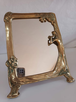Vintage Vanity Mirror Antique Art Nouveau Lady of the Lake Mirror 1920's