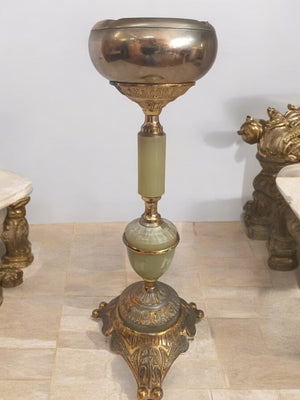 Vintage  Ash Tray Floor Standing Italian Style Ashtray Onyx Gold Gilt Mid Century 1960