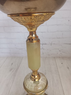 Vintage  Ash Tray Floor Standing Italian Style Ashtray Onyx Gold Gilt Mid Century 1960