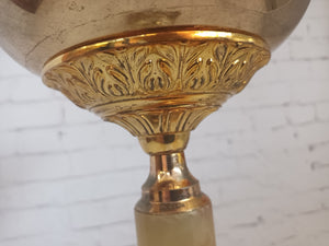 Vintage  Ash Tray Floor Standing Italian Style Ashtray Onyx Gold Gilt Mid Century 1960