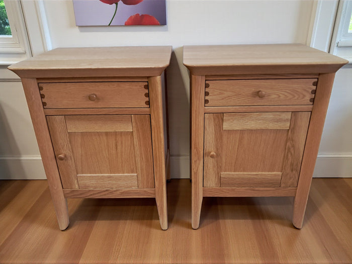 Vintage John Lewis Bedside Tables Cabinets Oak Cupboards VGC