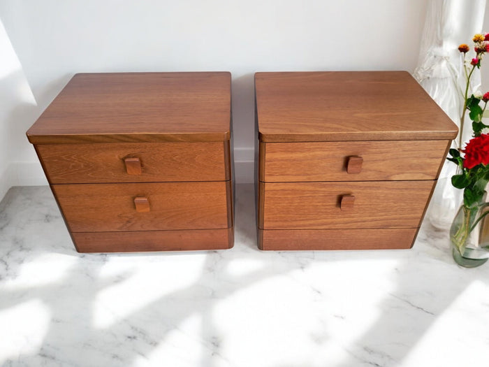 Mid Century Vintage Bedside Tables Stag Cantata Chest Drawers Retro Restored