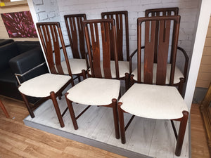 Vintage Danish Dining Chairs Rosewood 6 x Reupholstered Boltinge Stolefabrik