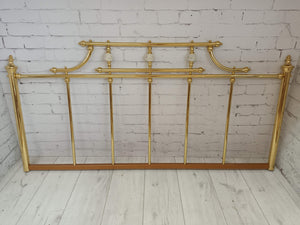 Vintage King Size Brass Headboard with Ceramic Balls and Finials Quality Heavy 5ft