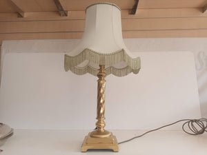 Vintage Solid Brass Table Lamp Art Deco Tassel Fringe Lampshade Antique Lamp b