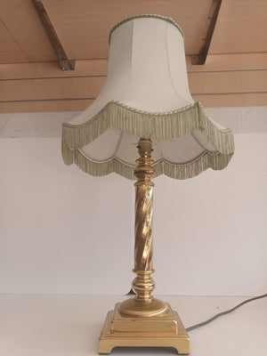 Vintage Solid Brass Table Lamp Art Deco Tassel Fringe Lampshade Antique Lamp b