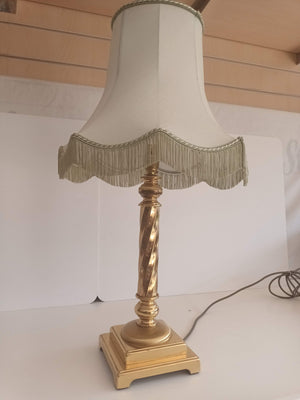 Vintage Solid Brass Table Lamp Art Deco Tassel Fringe Lampshade Antique Lamp b