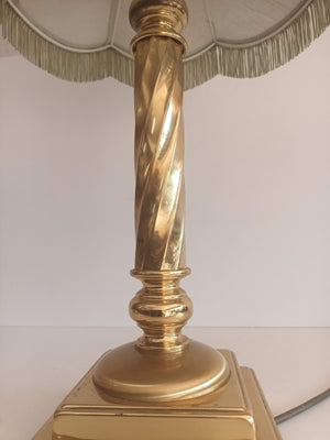 Vintage Solid Brass Table Lamp Art Deco Tassel Fringe Lampshade Antique Lamp b
