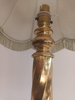 Vintage Solid Brass Table Lamp Art Deco Tassel Fringe Lampshade Antique Lamp b
