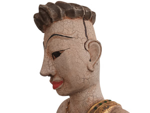 Vintage Buddha Monk Wooden Sculpture LARGE Indian Thai Art Hindu Antique Sitting Buddhist 1970