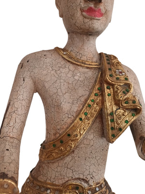 Vintage Buddha Monk Wooden Sculpture LARGE Indian Thai Art Hindu Antique Sitting Buddhist 1970