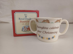 Vintage Bunnykins Christening Mug Royal Doulton 1994 Baby Christening Gift + Box