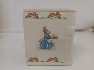 Vintage Bunnykins Money Box Book Shaped Royal Doulton Baby Christening Gift