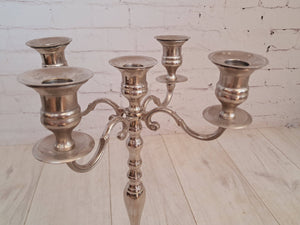 Antique Vintage Ornate Candelabra 5 Arm Candle Stick Holder Silver Plated 1960 Heavy Quality
