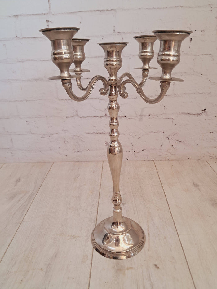 Antique Vintage Ornate Candelabra 5 Arm Candle Stick Holder Silver Plated 1960 Heavy Quality