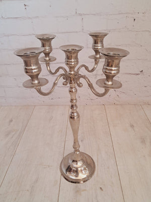 Antique Vintage Ornate Candelabra 5 Arm Candle Stick Holder Silver Plated 1960 Heavy Quality