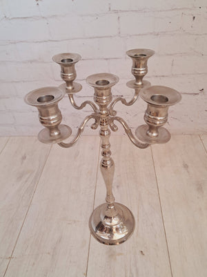 Antique Vintage Ornate Candelabra 5 Arm Candle Stick Holder Silver Plated 1960 Heavy Quality