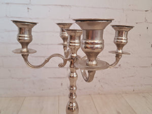Antique Vintage Ornate Candelabra 5 Arm Candle Stick Holder Silver Plated 1960 Heavy Quality