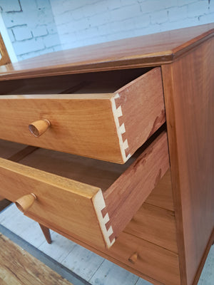 Mid Century Chest of Drawers Vintage Bedroom Alfred Cox 5 Drawers Restored 1950's