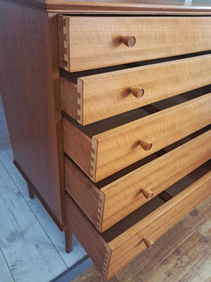 Mid Century Chest of Drawers Vintage Bedroom Alfred Cox 5 Drawers Restored 1950's