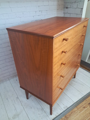 Mid Century Chest of Drawers Vintage Bedroom Alfred Cox 5 Drawers Restored 1950's