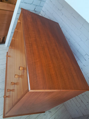 Mid Century Chest of Drawers Vintage Bedroom Alfred Cox 5 Drawers Restored 1950's