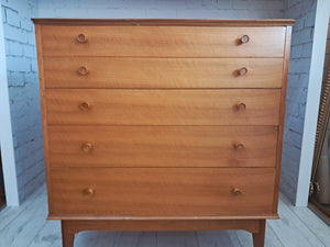 Mid Century Chest of Drawers Vintage Bedroom Alfred Cox 5 Drawers Restored 1950's