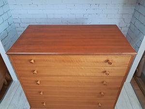 Mid Century Chest of Drawers Vintage Bedroom Alfred Cox 5 Drawers Restored 1950's