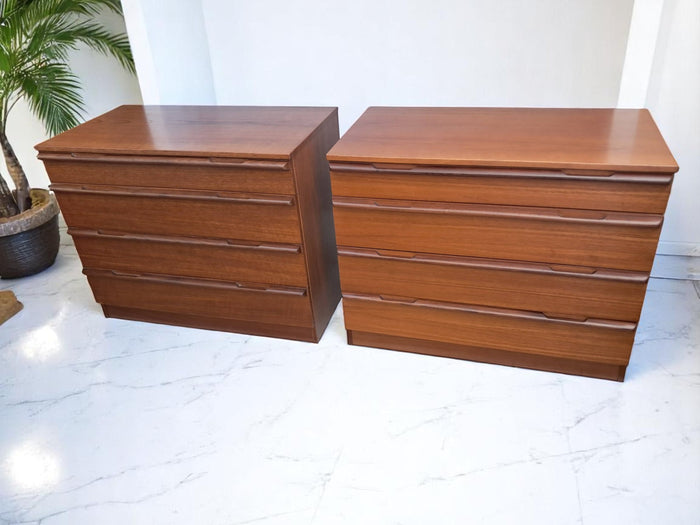 Mid Century Pair Avalon Chest of Drawers 4 Drawer Vintage Retro Teak Bedroom Unit 1960