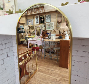 Vintage Cheval Mirror Full Length Gilt Metal Brass Framed Mirror Oval Hollywood Regency