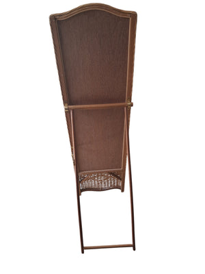 Vintage  Full Length Cheval Mirror – Boho Wicker Rattan Frame + Wooden Stand 1970's